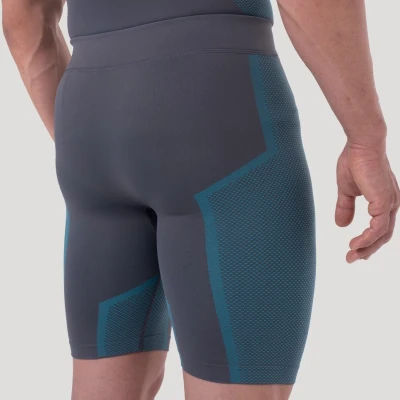 GymBeam OG1 Grey/Blue pánské bezešvé šortky
