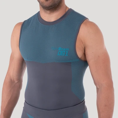 GymBeam Bezešvé tílko OG1 Grey/Blue