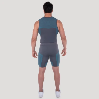 GymBeam Bezešvé tílko OG1 Grey/Blue