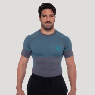 GymBeam Bezešvé tričko OG1 Grey/Blue