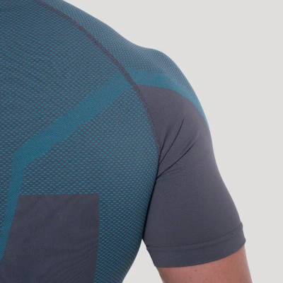 GymBeam Bezešvé tričko OG1 Grey/Blue
