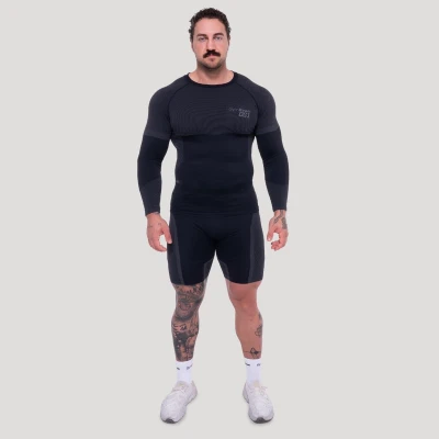 GymBeam Bezešvé tričko s dlouhým rukávem OG1 Black/Grey