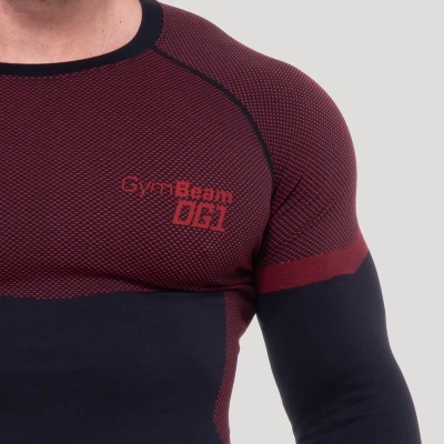 GymBeam Bezešvé tričko s dlouhým rukávem OG1 Black/Red
