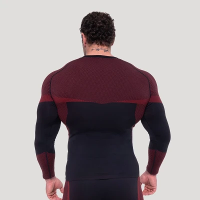 GymBeam Bezešvé tričko s dlouhým rukávem OG1 Black/Red