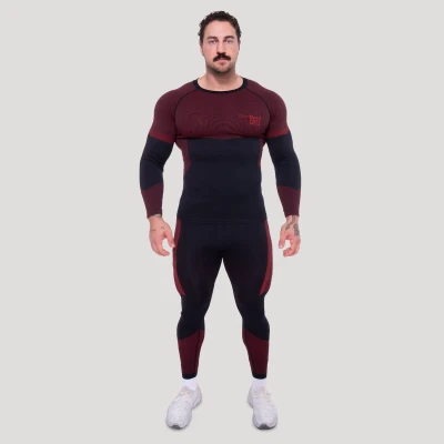 GymBeam Bezešvé tričko s dlouhým rukávem OG1 Black/Red