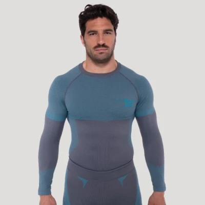 GymBeam Bezešvé tričko s dlouhým rukávem OG1 Grey/Blue