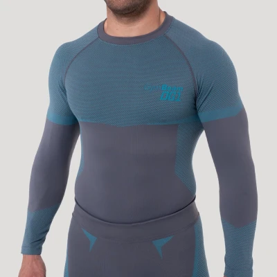 GymBeam Bezešvé tričko s dlouhým rukávem OG1 Grey/Blue