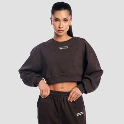 GymBeam Dámská mikina Cropped Aura Tee Brown GymBeam Dámská mikina Cropped Aura Tee Brown