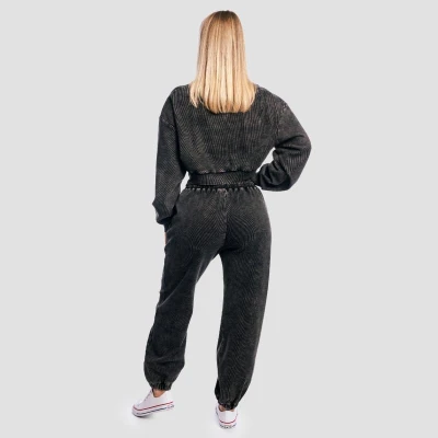 GymBeam Dámská mikina Cropped Aura Washed Black