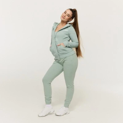 GymBeam Dámská mikina se zipem Limitless Eucalypt POUZE XXL (VÝPRODEJ)