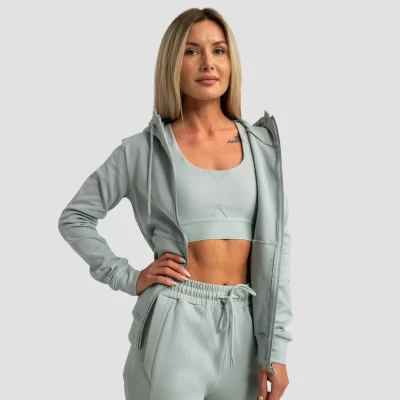 GymBeam Dámská mikina se zipem Limitless Eucalypt POUZE XXL (VÝPRODEJ)