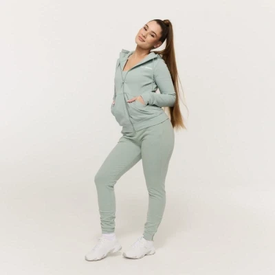 GymBeam Dámská mikina se zipem Limitless Eucalypt POUZE XXL (VÝPRODEJ)
