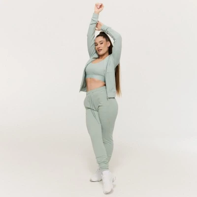 GymBeam Dámská mikina se zipem Limitless Eucalypt POUZE XXL (VÝPRODEJ)