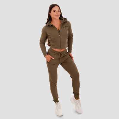 GymBeam Dámská mikina Zip-up TRN olive