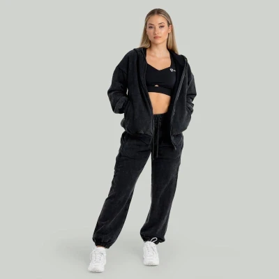 GymBeam Zip Washed STRIX černá dámská mikina se zipem