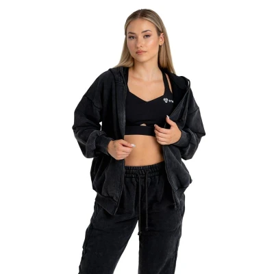 GymBeam Zip Washed STRIX černá dámská mikina se zipem