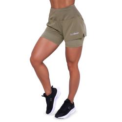GymBeam Dámské běžecké šortky 2in1 Pulse Vetiver