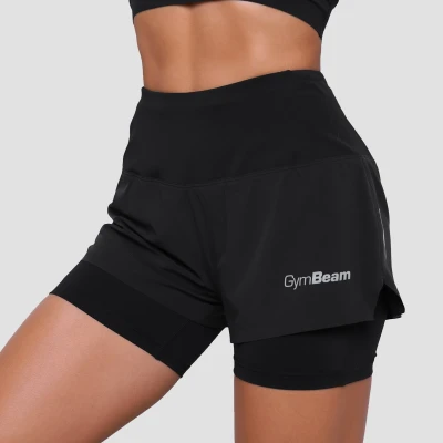 GymBeam Pulse Black dámské běžecké šortky 2v1