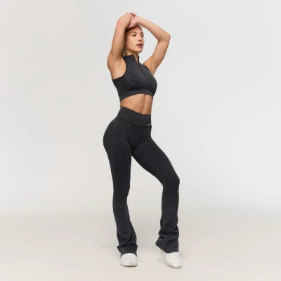 GymBeam Fierce Dark Grey dámské bezešvé legíny