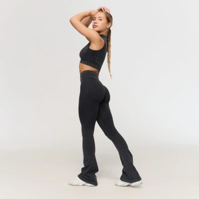 GymBeam Fierce Dark Grey dámské bezešvé legíny