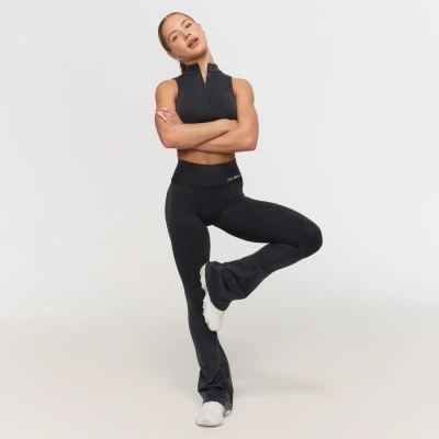 GymBeam Fierce Dark Grey dámské bezešvé legíny