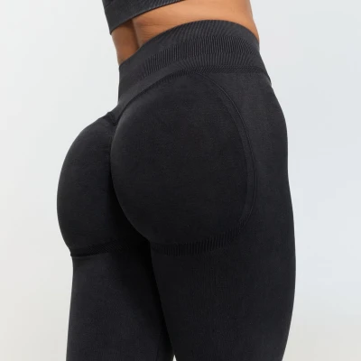 GymBeam Dámské bezešvé legíny Fierce Dark Grey