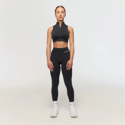 GymBeam Dámské bezešvé legíny Fierce Dark Grey