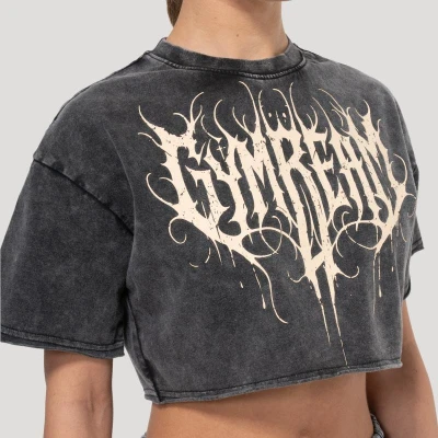 GymBeam Dámské cropped tričko Abyss Charcoal