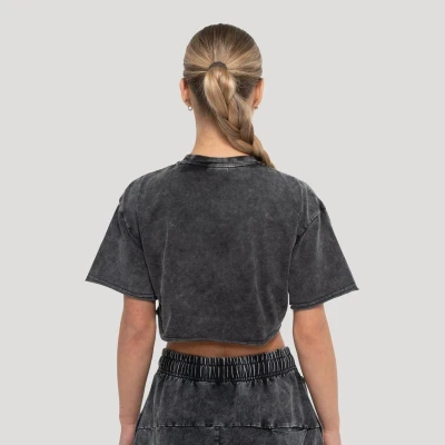 GymBeam Dámské cropped tričko Abyss Charcoal