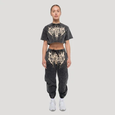 GymBeam Dámské cropped tričko Abyss Charcoal