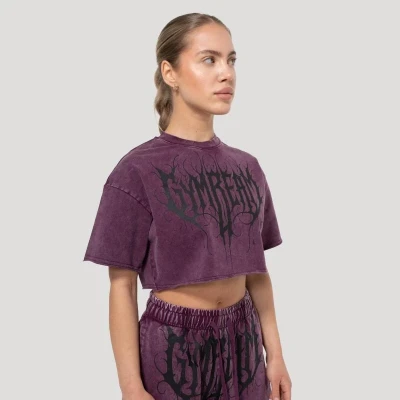 GymBeam Dámské cropped tričko Abyss Raisin POUZE S (VÝPRODEJ)
