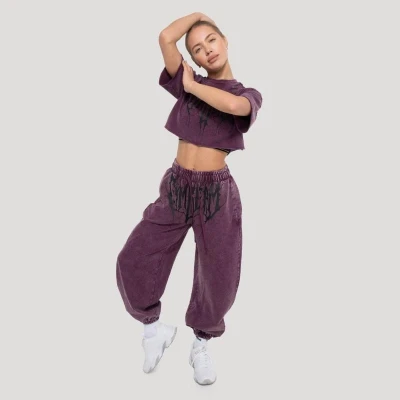 GymBeam Dámské cropped tričko Abyss Raisin POUZE S (VÝPRODEJ)
