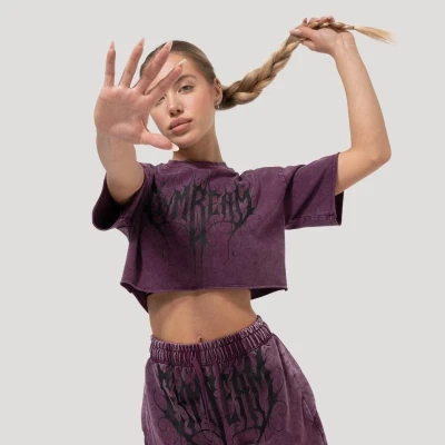 GymBeam Dámské cropped tričko Abyss Raisin POUZE S (VÝPRODEJ)
