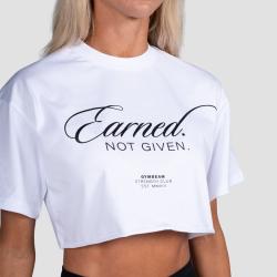 GymBeam Dámske cropped tričko Earned White