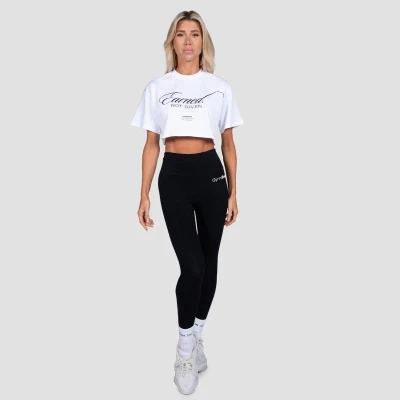 GymBeam Dámske cropped tričko Earned White