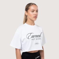 GymBeam Dámske cropped tričko Earned White