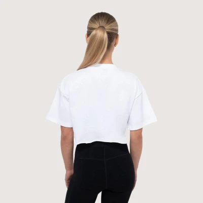 GymBeam Dámske cropped tričko Earned White