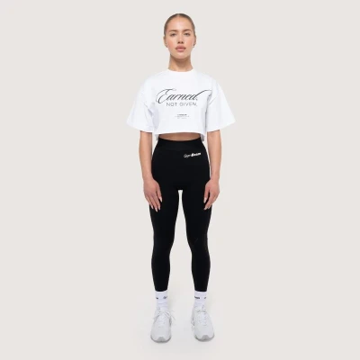 GymBeam Dámske cropped tričko Earned White