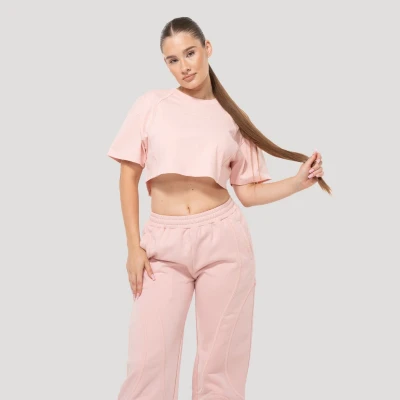 GymBeam Dámské cropped tričko Mochi Pink