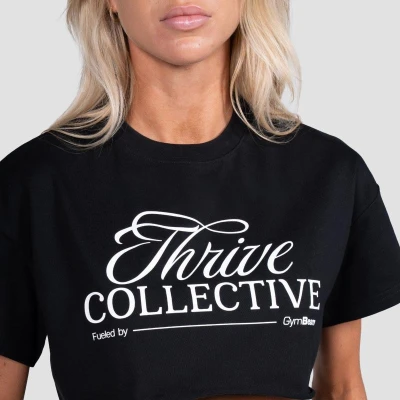 GymBeam Dámske cropped tričko Thrive Black