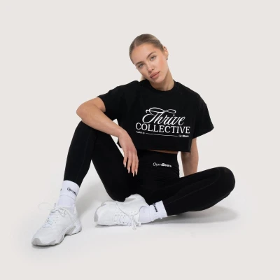 GymBeam Dámske cropped tričko Thrive Black