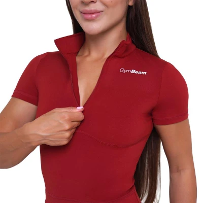 GymBeam Dámské triko Cropped Ignite Dark Red