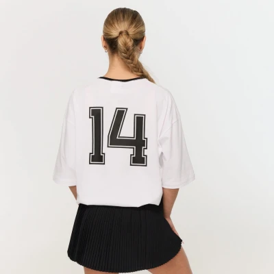 GymBeam Dámské tričko Oversized Varsity White