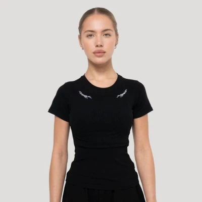 GymBeam Dámské tričko Tribal Ribbed Black GymBeam Dámské tričko Tribal Ribbed Black