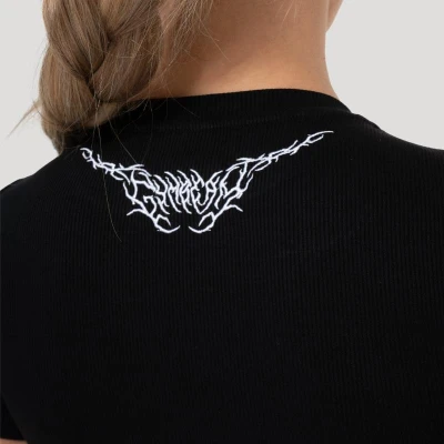 GymBeam Dámské tričko Tribal Ribbed Black