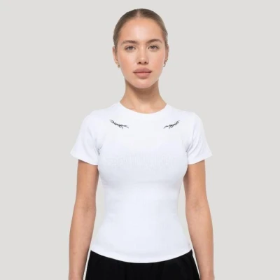 GymBeam Dámské tričko Tribal Ribbed White GymBeam Dámské tričko Tribal Ribbed White