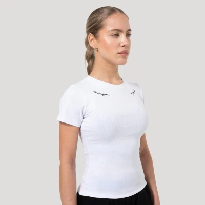 GymBeam Dámske tričko Tribal Ribbed White