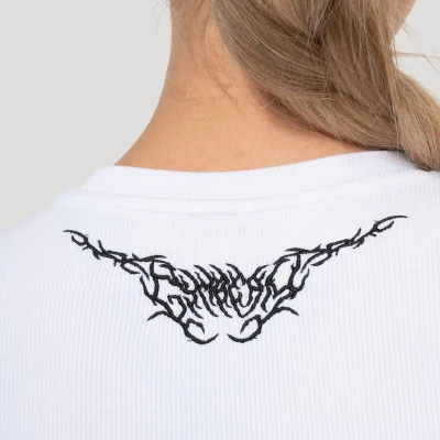 GymBeam Dámske tričko Tribal Ribbed White
