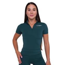 GymBeam Dámské triko Cropped Ignite Dark Green