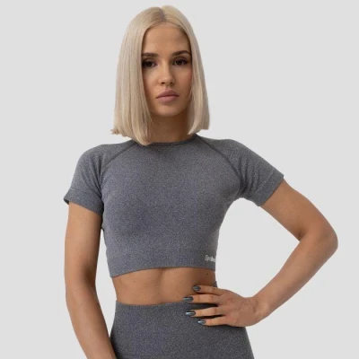GymBeam Dámské tričko FLO Crop Top Grey GymBeam Dámské tričko FLO Crop Top Grey